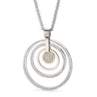 Stainless Steel Trui Collier, 304 roestvrij staal, met Bergkristal, Donut, rack plating, voor vrouw & hol, gemengde kleuren, 46mm, Lengte Ca 70 cm, Verkocht door PC