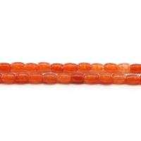 Grânulos de gemstone jóias, calcedôniavariedade de sílica, Balde, polido, tingido & DIY, vermelho alaranjado, 6x9mm, Aprox 43PCs/Strand, vendido por Strand