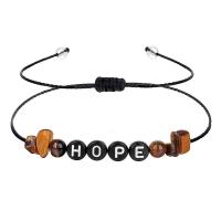 La tigre naturale Bracciali dell'occhio, occhio di tigre, with corda di cera & resina, Irregolare, fatto a mano, gioielli di moda & unisex & regolabile & con modello lettera, Adjustable size,max 32cm, Venduto da PC