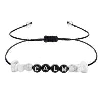 Gemstone Bracciali, magnesite, with corda di cera & resina, Irregolare, fatto a mano, gioielli di moda & unisex & regolabile & con modello lettera, Adjustable size,max 32cm, Venduto da PC