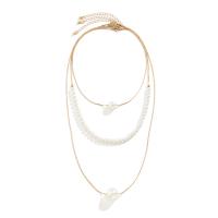 Collana Multi strato, ottone, with perla in plastica, with 7cm extender chain, Cerchio, placcato, tre strati & gioielli di moda & regolabile & per la donna, nessuno, assenza di nichel,piombo&cadmio, Lunghezza 35 cm, 60 cm, Venduto da PC