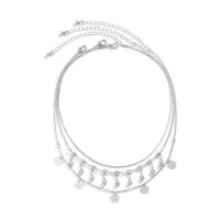 Collana Multi strato, ottone, with 7cm extender chain, Cerchio piatto, placcato, gioielli di moda & multistrato & per la donna & con strass, nessuno, assenza di nichel,piombo&cadmio, Lunghezza 35 cm, Venduto da PC