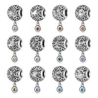 925 Sterling Silver European Beads, 925 sterline d'argento, ossidazione, stili diversi per la scelta & Micro spianare cubic zirconia, colore originale, 17.40x9.30mm, Venduto da PC