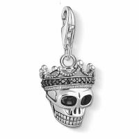 Cubic Zirconia Micro Pave Sterling Silver Pendant, 925 sterling silver, Skull, polerad, micro bana cubic zirconia, ursprungliga färgen, 20x14mm, Säljs av PC