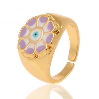 Bijoux Finger Evil Eye Anneau, laiton, Placage de couleur d'or, Réglable & pour femme, plus de couleurs à choisir, 14.50x21.50mm, Trou:Environ 3mm, Vendu par PC