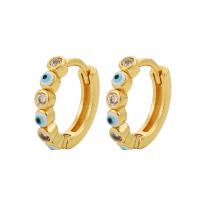 Evil Eye Earrings Brass gold color plated for woman & enamel Sold By Pair