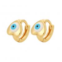 Evil Eye Oorbellen, Messing, Hart, gold plated, voor vrouw & glazuur, meer kleuren voor de keuze, 7.80x10.50mm, Verkocht door pair