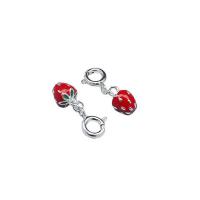 925 Sterling Zilver Karabijn Charm, Aardbei, DIY & epoxy sticker, rood, 5.80x18.30mm, Gat:Ca 3mm, Verkocht door PC