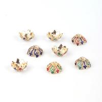 Cink ötvözet Bead Cap, Virág, arany színű aranyozott, DIY & zománc, több színt a választás, nikkel, ólom és kadmium mentes, 14x14mm, Által értékesített PC