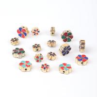 Imitation Cloisonne Zinc Alloy Beads gold color plated DIY & enamel nickel lead & cadmium free Sold By PC