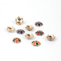 Cink ötvözet Bead Cap, Virág, arany színű aranyozott, DIY & zománc, több színt a választás, nikkel, ólom és kadmium mentes, 7x7mm, Által értékesített PC