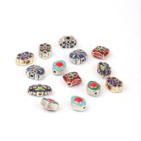 Imiteret Cloisonne zink legering perler, Zinc Alloy, guldfarve belagt, du kan DIY & forskellige stilarter for valg & emalje, flere farver til valg, nikkel, bly & cadmium fri, Solgt af PC