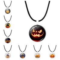 halloween Halsband, Zink Alloy, med läder sladd & Kristall, med 1.57 extender kedja, silver pläterad, Design för halloween & olika stilar för val & för kvinna, nickel, bly och kadmium gratis, 25mm, Längd 16.93 inch, Säljs av PC