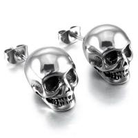 Messing Stud ørering, Skull, forgyldt, punk stil & Unisex, flere farver til valg, 11x7mm, Solgt af PC