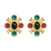 Hars Earring, Zinc Alloy, met Hars, Geometrisch Patroon, gold plated, mode sieraden & voor vrouw, meer kleuren voor de keuze, 36x41mm, Verkocht door pair