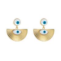 Evil Eye Oorbellen, Zinc Alloy, Geometrisch Patroon, gold plated, voor vrouw & glazuur, nikkel, lood en cadmium vrij, 35x36mm, Verkocht door pair