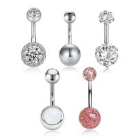 316L acciaio inox anello per pancia, placcato, 5 pezzi & unisex & con strass, nessuno, 5x8mm, 50Setsinsieme/lotto, Venduto da lotto