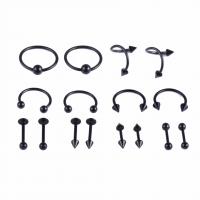 316 L Edelstahl Body Piercing-Schmuck-Set, plattiert, 16 Stück & unisex, keine, 12mm,9mm,11mm,14mm,10mm,13mm,16mm, 50SetsSatz/Menge, verkauft von Menge