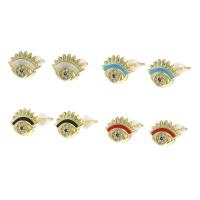 Evil Eye Earrings Brass gold color plated micro pave cubic zirconia & for woman & enamel Sold By Pair