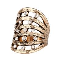 Zinc Alloy fingerring, forgyldt, mode smykker & forskellig størrelse for valg & for kvinde & med rhinestone, flere farver til valg, nikkel, bly & cadmium fri, 28mm, Solgt af PC