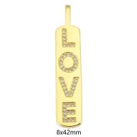 Messing hanger met micro-paved kubieke zirconia's, gold plated, mode sieraden & DIY & micro pave zirconia & voor vrouw, gouden, 8x42x1.50mm, Gat:Ca 4mm, 10pC's/Lot, Verkocht door Lot