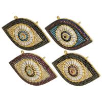 Evil Eye Hangers, Messing, Boze oog, gold plated, mode sieraden & DIY & micro pave zirconia & voor vrouw, meer kleuren voor de keuze, 39x25x5mm, Gat:Ca 1mm, 5pC's/Lot, Verkocht door Lot