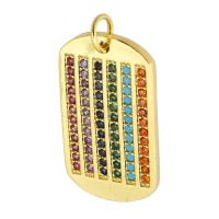 Cúbicos Circonia Colgante Latón Micro pavimenta, metal, chapado en color dorado, Joyería & Bricolaje & micro arcilla de zirconia cúbica & para mujer, multicolor, 13x23x2mm, agujero:aproximado 4mm, 10PCs/Grupo, Vendido por Grupo