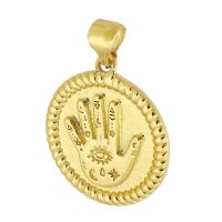 Brass Jewelry Pendants Round gold color plated fashion jewelry & DIY & for woman golden Approx 3mm Sold By Lot