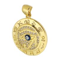 Evil Eye Hangers, Messing, Ronde, gold plated, mode sieraden & DIY & boze oog patroon & micro pave zirconia & voor vrouw & glazuur, gouden, 18x20x4mm, Gat:Ca 3mm, 10pC's/Lot, Verkocht door Lot