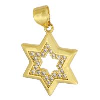 Cubique Pendentif en laiton zircon pavent, Hexagram, Placage de couleur d'or, bijoux de mode & DIY & pavé de micro zircon & pour femme, doré, 16x20x2mm, Trou:Environ 4mm, 10PC/lot, Vendu par lot