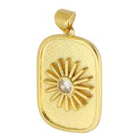 Cubique Pendentif en laiton zircon pavent, Placage de couleur d'or, bijoux de mode & DIY & pavé de micro zircon & pour femme, doré, 18x26x3mm, Trou:Environ 3.5mm, 10PC/lot, Vendu par lot