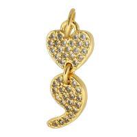 Befestigter Zirkonia Messing Anhänger, goldfarben plattiert, Modeschmuck & DIY & Micro pave Zirkonia & für Frau, goldfarben, 19mm, Bohrung:ca. 3.5mm, 10PCs/Menge, verkauft von Menge