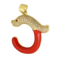 Messing hanger met micro-paved kubieke zirconia's, gold plated, mode sieraden & DIY & micro pave zirconia & voor vrouw, twee verschillende gekleurde, 23x24.50x3mm, Gat:Ca 3.5mm, 10pC's/Lot, Verkocht door Lot