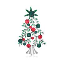 Kerst Broches, Zinc Alloy, met Bergkristal, Kerstboom, platinum plated, uniseks & glazuur & hol, gemengde kleuren, nikkel, lood en cadmium vrij, 40x68mm, Verkocht door PC