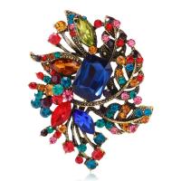 Broche cristal, alliage de zinc, avec cristal, Placage, pour femme & avec strass, plus de couleurs à choisir, protéger l'environnement, sans nickel, plomb et cadmium, 40x52mm, Vendu par PC