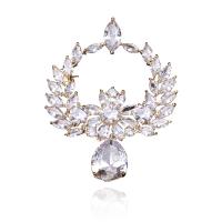 Cubic Zirconia Spilla, ottone, placcato, Micro spianare cubic zirconia & per la donna, nessuno, assenza di nichel,piombo&cadmio, 36x50mm, Venduto da PC