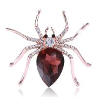 krystal Broche, Zinc Alloy, med Krystal, Spider, forgyldt, for kvinde & med rhinestone, flere farver til valg, nikkel, bly & cadmium fri, 54x50mm, Solgt af PC