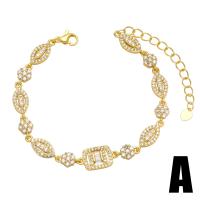 ottone braccialetto, with 2 extender chain, Placcato oro 18K, stili diversi per la scelta & Micro spianare cubic zirconia & per la donna, dorato, assenza di nichel,piombo&cadmio, Lunghezza 6.1 pollice, Venduto da PC