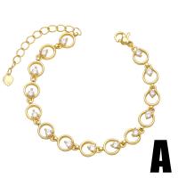 laiton bracelet, avec 2 chaînes de rallonge, Plaqué or 18K, styles différents pour le choix & pavé de micro zircon & pour femme, doré, protéger l'environnement, sans nickel, plomb et cadmium, 16x9mm, Longueur 6.1 pouce, Vendu par PC