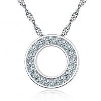 Kubieke Zirkoon Micro Pave Brass Ketting, Messing, Donut, silver plated, micro pave zirconia & voor vrouw, zilver, nikkel, lood en cadmium vrij, 31x10mm, Lengte 50-60 cm, Verkocht door PC