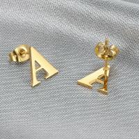 ステンレス鋼イヤリング, 304ステンレススチール, アルファベットA, 女性用, 金色, 9x10mm, 売り手 パソコン