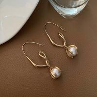 Zinc Alloy Drop Earrings with Plastic Pearl fashion jewelry & for woman golden nickel lead & cadmium free Sold By Pair