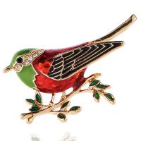 emalje broche, Zinc Alloy, Bird, forgyldt, for kvinde & med rhinestone, nikkel, bly & cadmium fri, 27x44mm, Solgt af PC