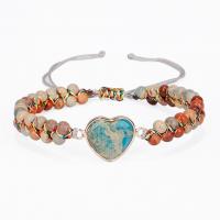 Pulseras de Gemas Estilo Woven Ball, Shoushan Stone, con cordón poliéster, Corazón, hecho a mano, Joyería & ajustable & para mujer, longitud 17-34 cm, Vendido por UD