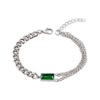 Bracciale gioielli in acciaio inossidabile, 316L acciaio inox, with strass, with 3cm extender chain, Cuore, lucido, gioielli di moda & unisex & regolabile, colore originale, 13x6.70mm, Lunghezza 18 cm, Venduto da PC