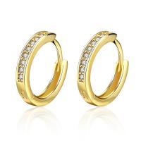 Cubic Zirconia Micro Pave Brass Earring Donut plated fashion jewelry & micro pave cubic zirconia & for woman nickel lead & cadmium free Sold By Pair