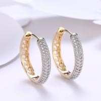 Befestiger Zirkonia Messing Ohrring, Kreisring, Plating Champagner Gold, Modeschmuck & Micro pave Zirkonia & für Frau, frei von Nickel, Blei & Kadmium, 4x24mm, verkauft von Paar