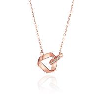 Cubic Zircon Micro Pave 925 Sterling Silver Necklace rose gold color plated micro pave cubic zirconia & for woman rose gold color 450mm Sold By PC