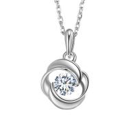 Cubic Zirconia Micro Pave Sterling Silver Pendant, 925 sterling silver, platinerade, micro bana cubic zirconia, ursprungliga färgen, 10.40x18mm, Säljs av PC