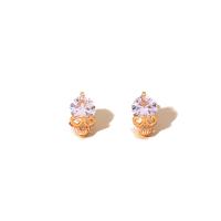 Zinc Alloy Stud Earring, Skull, guldfarve belagt, Micro Pave cubic zirconia & for kvinde, guld, 13x7mm, Solgt af PC